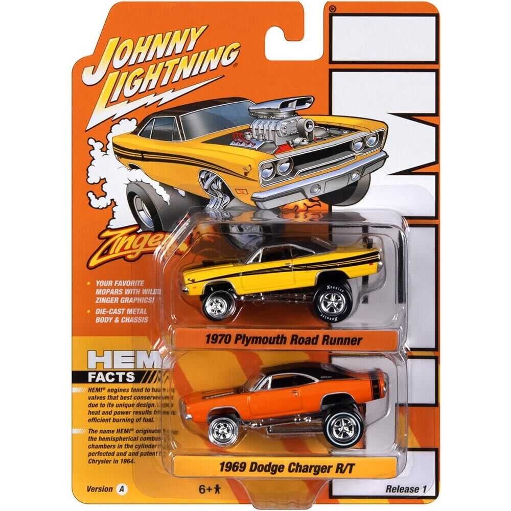 Johnny Lightning Zinger 2 Pack 1970 Plymouth Roadrunner and 1969
